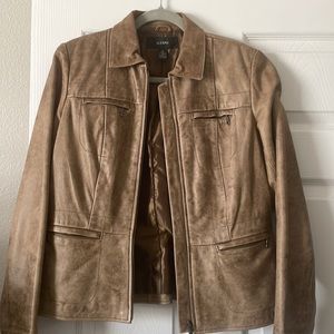 Distressed leather jacket